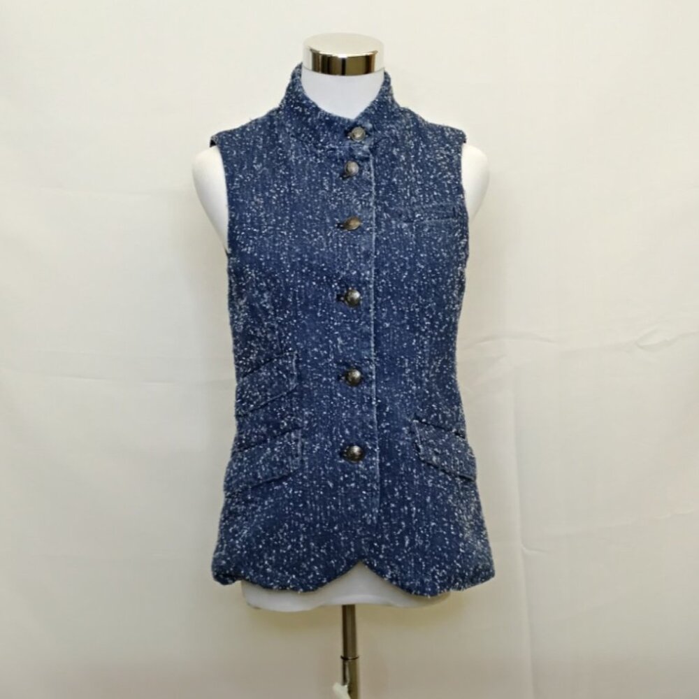 Rag & Bone Slade Vest Women's 2 Blue Tweed High Neck Sleeveless Top #J5189 - Picture 2 of 10